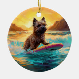 Cairn Terrier Strand Surfen Malerei Keramik Ornament