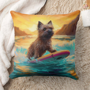 Cairn Terrier Strand Surfen Malerei Kissen