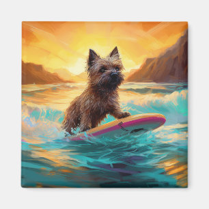 Cairn Terrier Strand Surfen Malerei Magnet