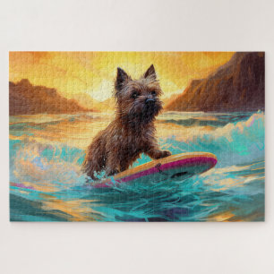 Cairn Terrier Strand Surfen Malerei Puzzle