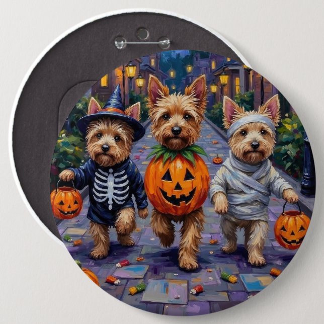 Cairn Terrier Trick-oder-Treating Halloween-Kostüm Button (Vorne & Hinten)