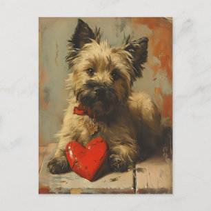 Cairn Terrier Valentinstag im Vintage-Stil Postkarte