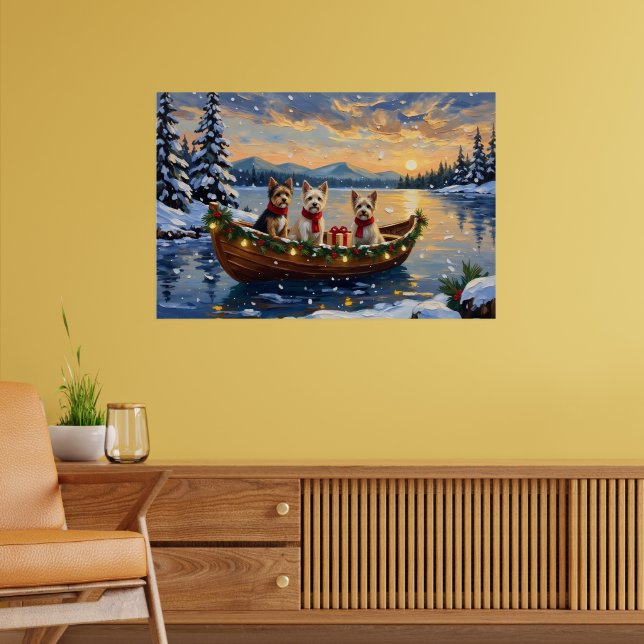Cairn Terrier Weihnachtsboot Urlaub Poster (Wohnzimmer 2)