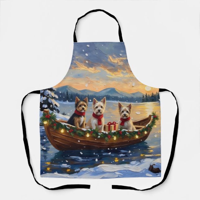 Cairn Terrier Weihnachtsboot Urlaub Schürze (Vorderseite)