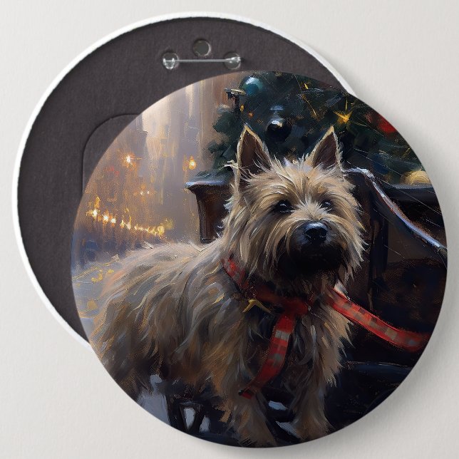 Cairn Terrier Weihnachtsfeiertage Button (Vorne & Hinten)