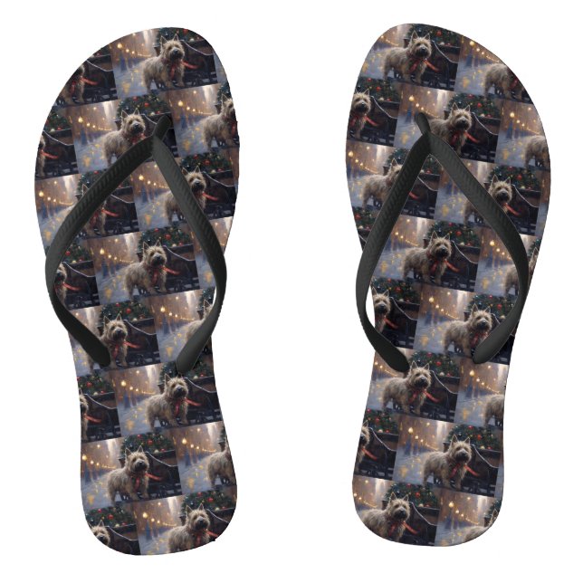 Cairn Terrier Weihnachtsfeiertage Flip Flops (Fußbett)