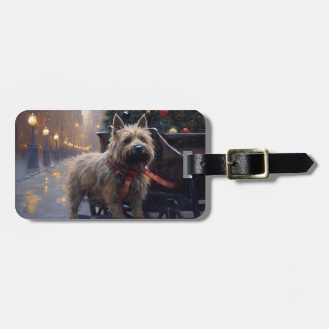 Cairn Terrier Weihnachtsfeiertage Gepäckanhänger (Vorderseite horizontal)