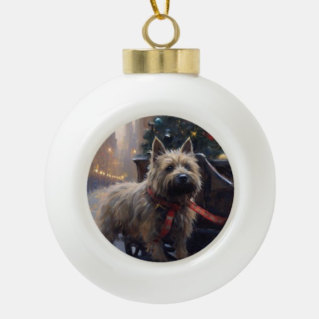 Cairn Terrier Weihnachtsfeiertage Keramik Kugel-Ornament (Vorderseite)
