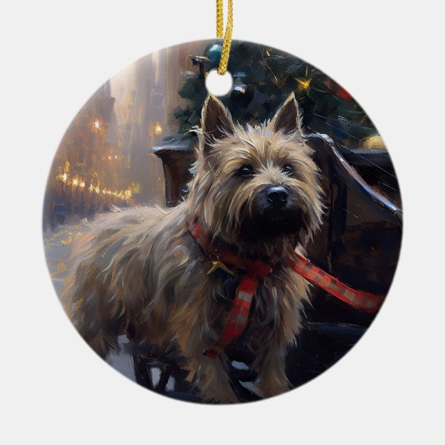 Cairn Terrier Weihnachtsfeiertage Keramik Ornament (Vorne)