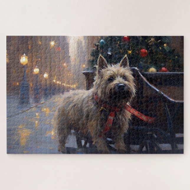 Cairn Terrier Weihnachtsfeiertage Puzzle (Horizontal)