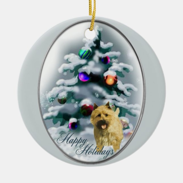 Cairn Terrier Weihnachtsgeschenke Keramik Ornament (Vorne)