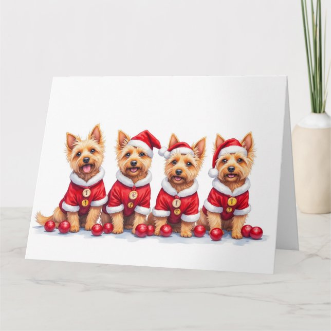 Cairn Terrier Weihnachtskleid Santa Hut Karte (Vorderseite)