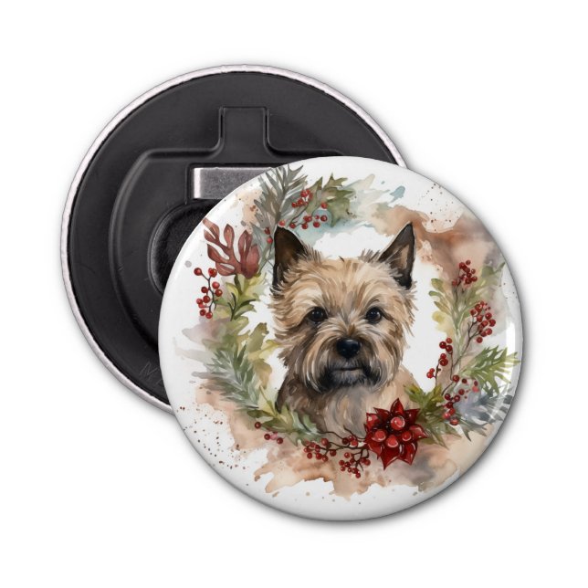 Cairn Terrier Weihnachtsmann Festliche Jungfrau Flaschenöffner (Vorderseite)