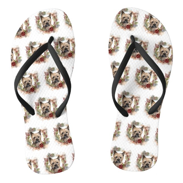 Cairn Terrier Weihnachtsmann Festliche Jungfrau Flip Flops (Fußbett)