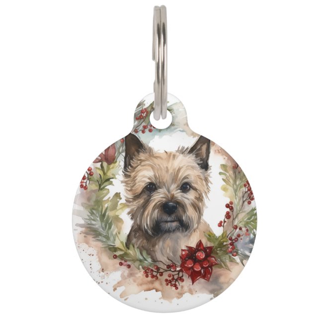 Cairn Terrier Weihnachtsmann Festliche Jungfrau Haustiermarke (Vorderseite)