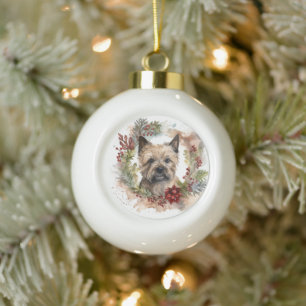 Cairn Terrier Weihnachtsmann Festliche Jungfrau Keramik Kugel-Ornament