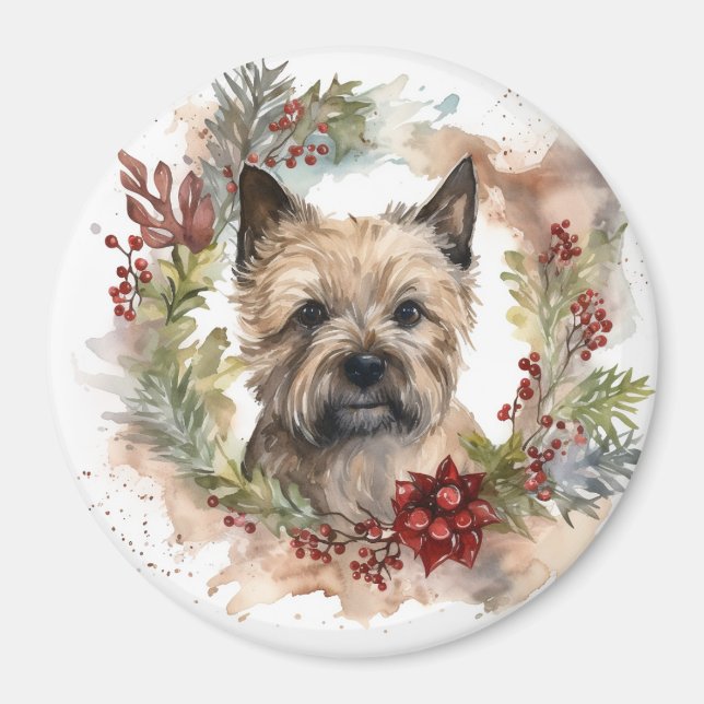 Cairn Terrier Weihnachtsmann Festliche Jungfrau Magnet (Vorne)