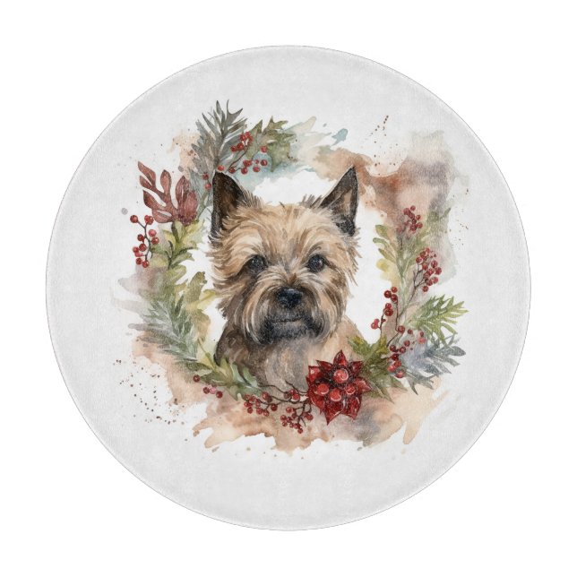 Cairn Terrier Weihnachtsmann Festliche Jungfrau Schneidebrett (Vorderseite)