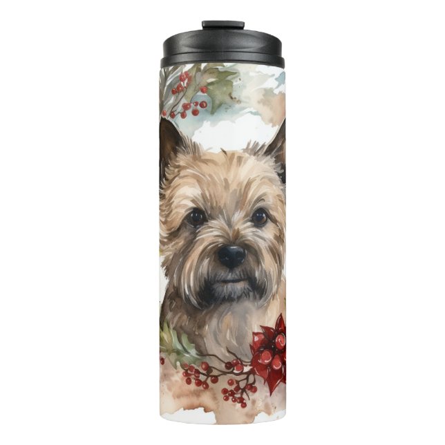 Cairn Terrier Weihnachtsmann Festliche Jungfrau Thermosbecher (Vorderseite)