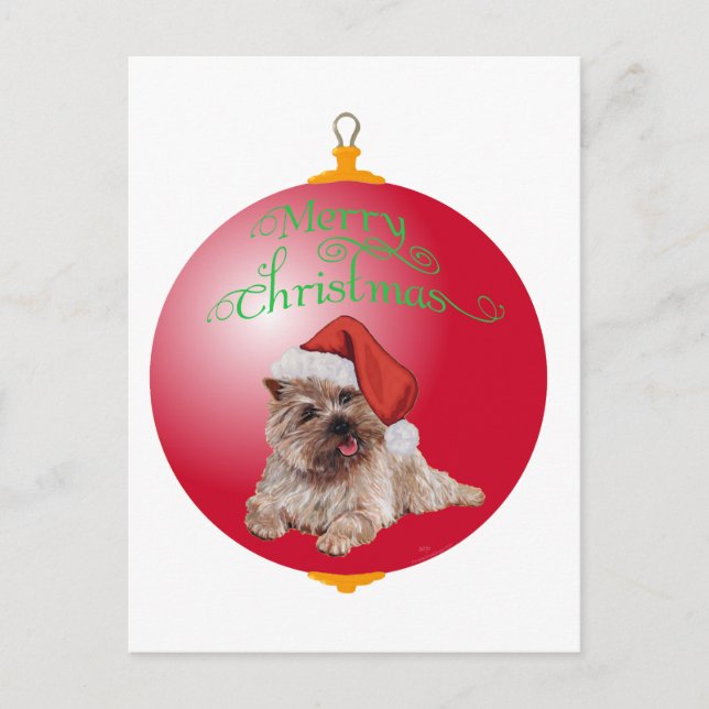 Cairn Terrier Weihnachtsschmuck Feiertagspostkarte (Vorderseite)