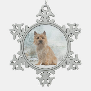 Cairn Terrier Weihnachtsschmuck Schneeflocken Zinn-Ornament