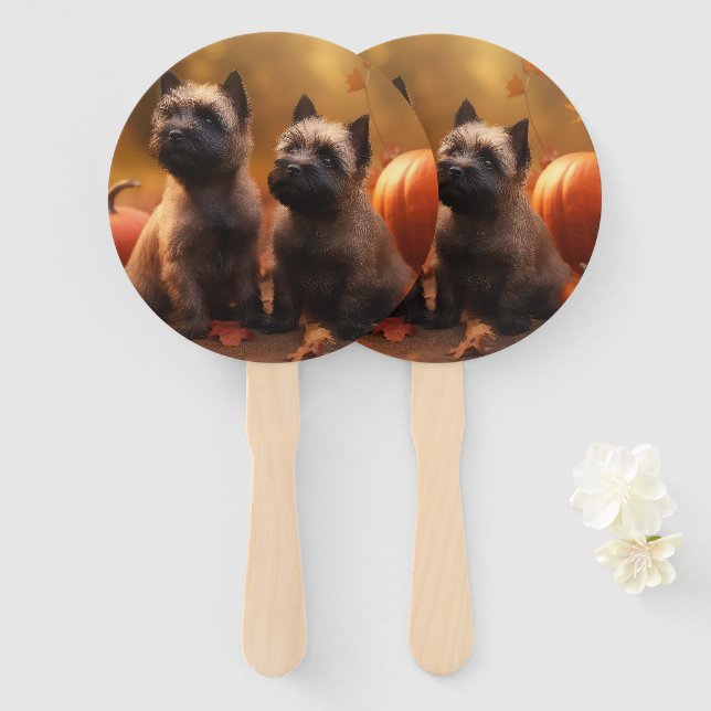 Cairn Terrier Welpe Herbst Kürbis Fächer (Vorne und Hinten)