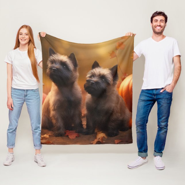 Cairn Terrier Welpe Herbst Kürbis Fleecedecke (Beispiel)