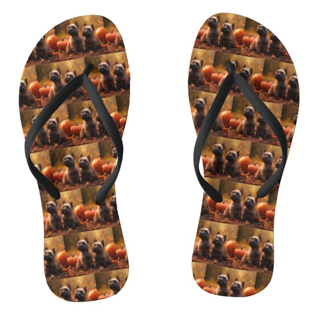Cairn Terrier Welpe Herbst Kürbis Flip Flops (Fußbett)