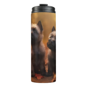 Cairn Terrier Welpe Herbst Kürbis Thermosbecher