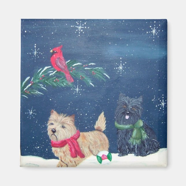 Cairn Terrier Winter Magnet (Vorne)