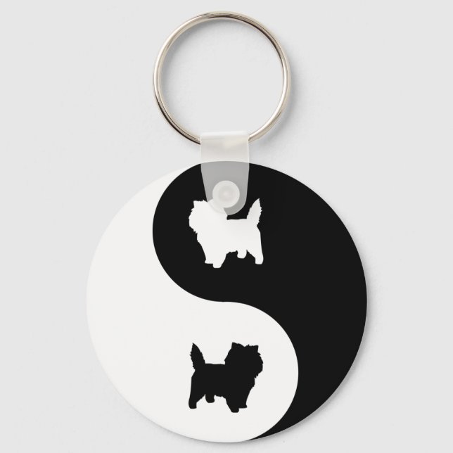 Cairn Terrier Yin Yang Schlüsselanhänger (Vorderseite)