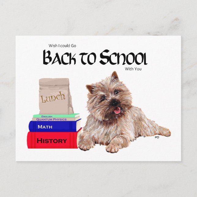 Cairn Terrier zurück zur Schule Postkarte (Vorderseite)