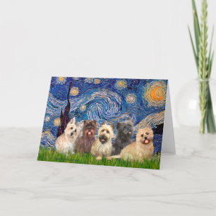 Cairn Terriers (Five) - Starry Night Karte