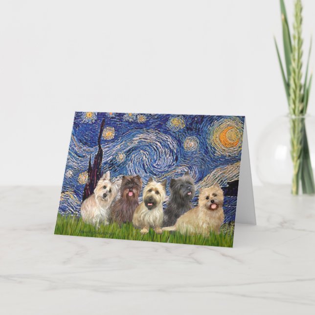 Cairn Terriers (Five) - Starry Night Karte (Vorderseite)