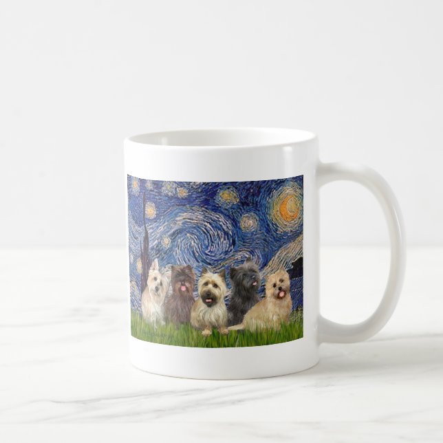 Cairn Terriers (Five) - Starry Night Tasse (Rechts)