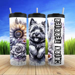 Cairn Terrier's Graustufen Garden Joy Thermosbecher