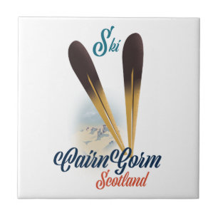 CairnGorm Schottland Skiposter Fliese