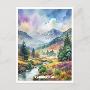 Cairngorms Nationalpark Watercolor Malerei Postkarte