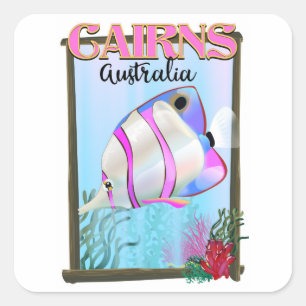 Cairns Australia Holiday poster Quadratischer Aufkleber