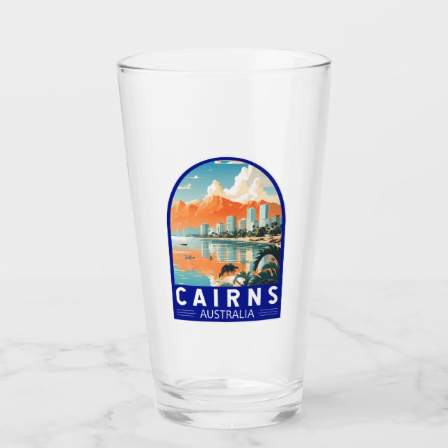 Cairns Australia Travel Art Vintage Glas (Vorderseite)