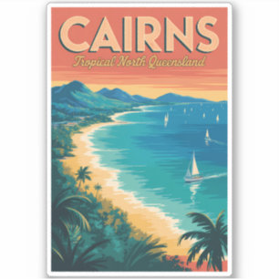 Cairns Australien Illustration Reise Kunst Vintage Aufkleber