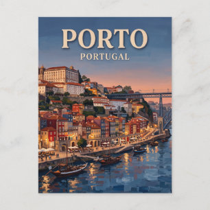 Cais da Ribeira, Porto Portugal Postkarte