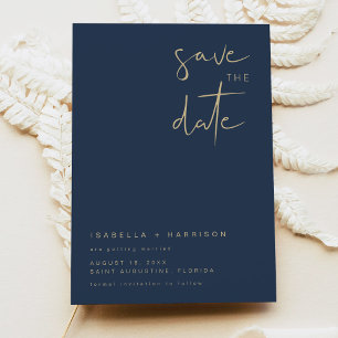CAITLIN - Marine und Gold Save the Date Einladung