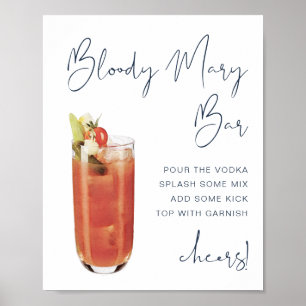 CAITLIN Marineblaues modernes Bloody Mary Bar Schi Poster