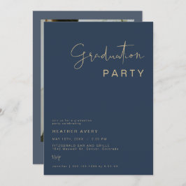 CAITLIN Modern Navy Blue Graduation Party Einladun Einladung