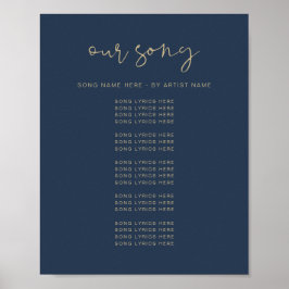 CAITLIN Modern Navy Hochzeitssong Texte Poster
