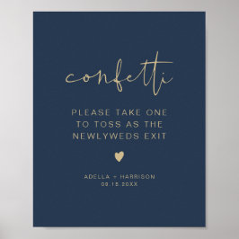 CAITLIN Moderne Marine und Gold Confetti Toss-Zeic Poster