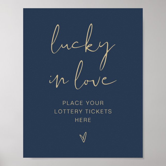 CAITLIN Moderne Marine und Gold Lucky Liebe Signat Poster (Vorne)