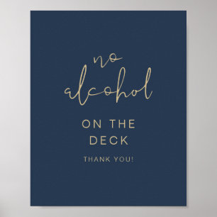 CAITLIN Moderne Marine und Gold No Alcohol Sign Poster