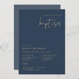 CAITLIN Moderne Marine und Goldtaufe Einladung